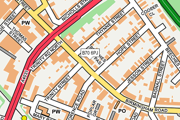 B70 6PJ map - OS OpenMap – Local (Ordnance Survey)