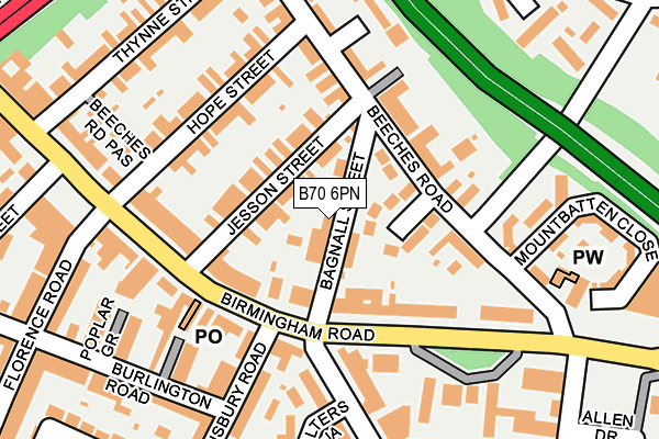 B70 6PN map - OS OpenMap – Local (Ordnance Survey)