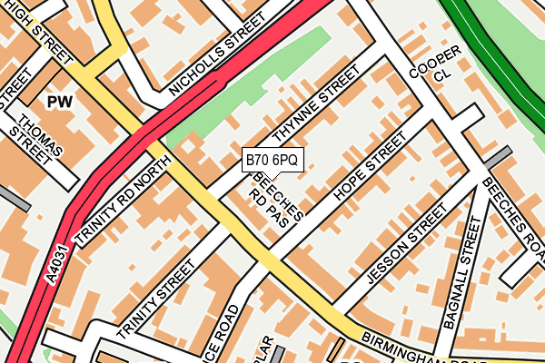 B70 6PQ map - OS OpenMap – Local (Ordnance Survey)