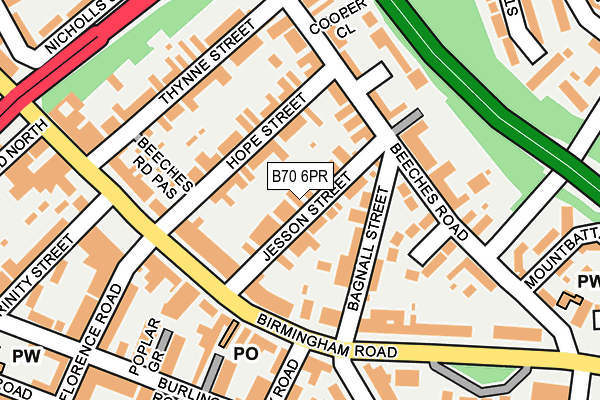 B70 6PR map - OS OpenMap – Local (Ordnance Survey)