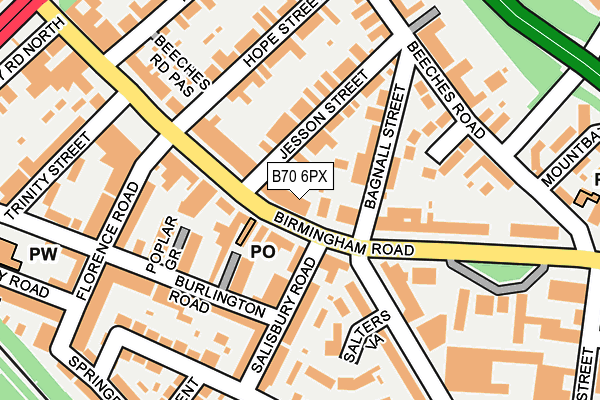 B70 6PX map - OS OpenMap – Local (Ordnance Survey)