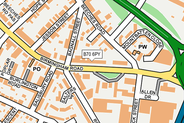 B70 6PY map - OS OpenMap – Local (Ordnance Survey)