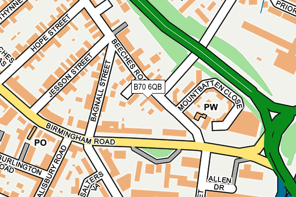 B70 6QB map - OS OpenMap – Local (Ordnance Survey)