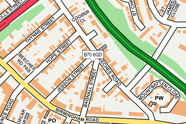 B70 6QD map - OS OpenMap – Local (Ordnance Survey)