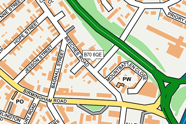 B70 6QE map - OS OpenMap – Local (Ordnance Survey)