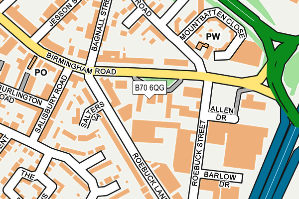 B70 6QG map - OS OpenMap – Local (Ordnance Survey)