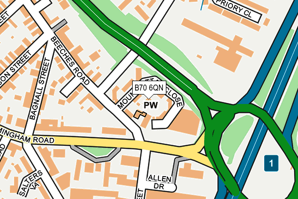 B70 6QN map - OS OpenMap – Local (Ordnance Survey)