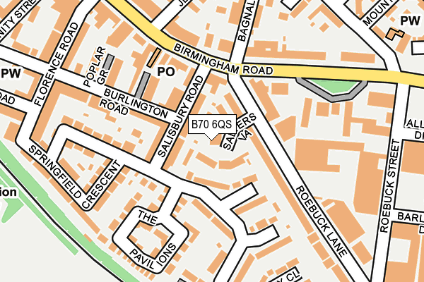 B70 6QS map - OS OpenMap – Local (Ordnance Survey)