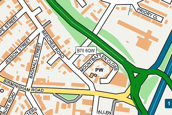 B70 6QW map - OS OpenMap – Local (Ordnance Survey)