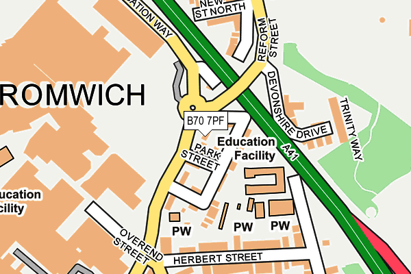 B70 7PF map - OS OpenMap – Local (Ordnance Survey)