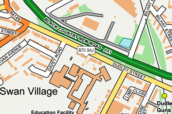 B70 9AJ map - OS OpenMap – Local (Ordnance Survey)