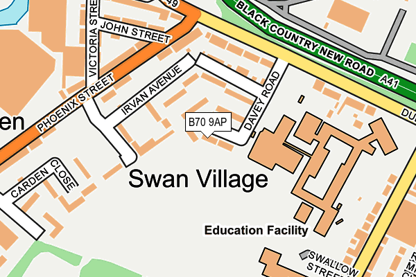 B70 9AP map - OS OpenMap – Local (Ordnance Survey)