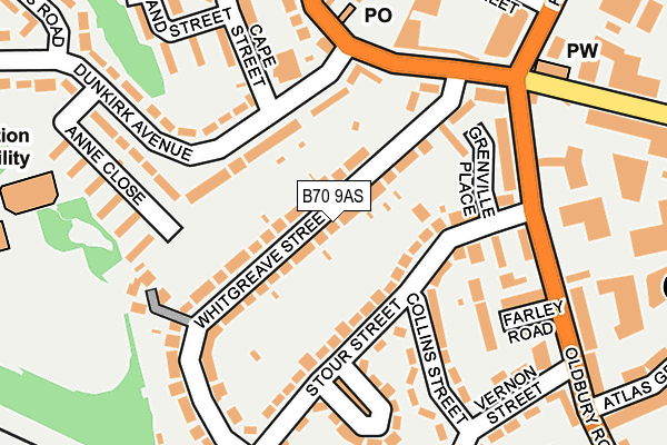 B70 9AS map - OS OpenMap – Local (Ordnance Survey)