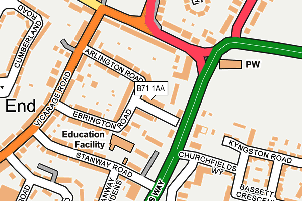 B71 1AA map - OS OpenMap – Local (Ordnance Survey)