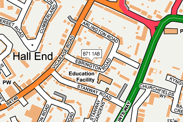 B71 1AB map - OS OpenMap – Local (Ordnance Survey)