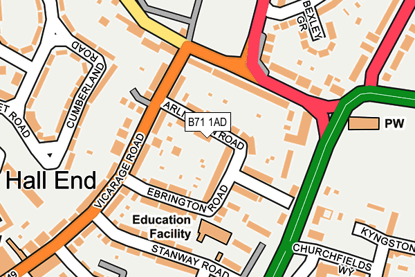 B71 1AD map - OS OpenMap – Local (Ordnance Survey)