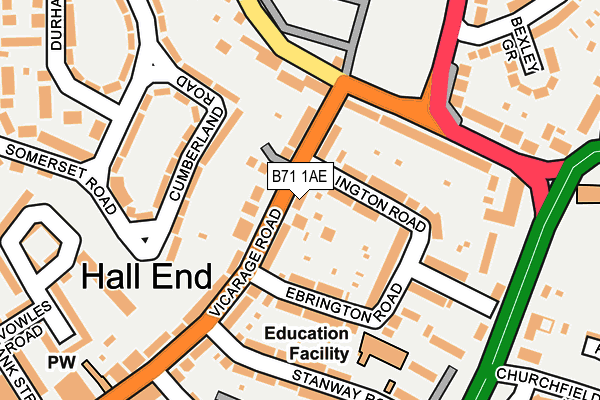 B71 1AE map - OS OpenMap – Local (Ordnance Survey)