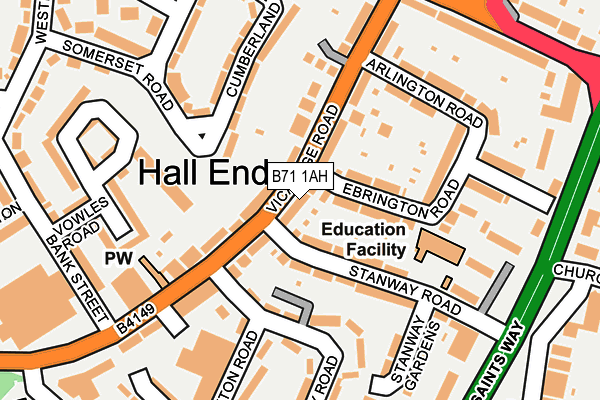 B71 1AH map - OS OpenMap – Local (Ordnance Survey)