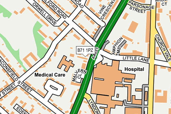 B71 1PZ map - OS OpenMap – Local (Ordnance Survey)