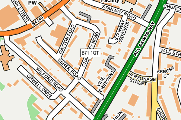 B71 1QT map - OS OpenMap – Local (Ordnance Survey)