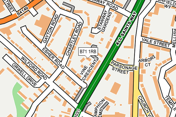 B71 1RB map - OS OpenMap – Local (Ordnance Survey)