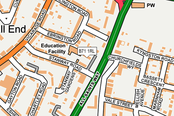 B71 1RL map - OS OpenMap – Local (Ordnance Survey)