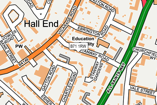 B71 1RW map - OS OpenMap – Local (Ordnance Survey)
