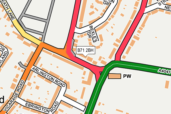 B71 2BH map - OS OpenMap – Local (Ordnance Survey)