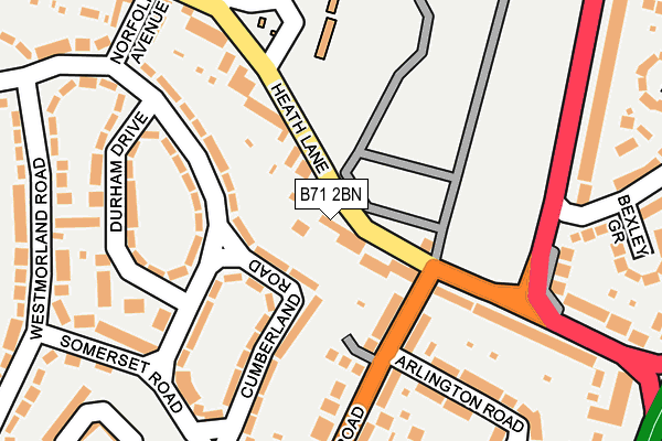 B71 2BN map - OS OpenMap – Local (Ordnance Survey)