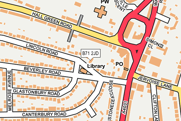 B71 2JD map - OS OpenMap – Local (Ordnance Survey)