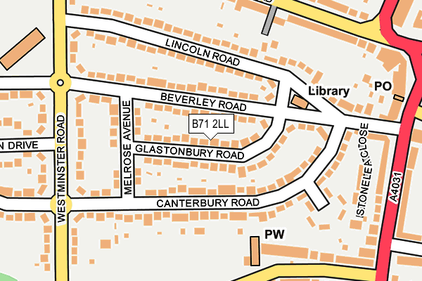 B71 2LL map - OS OpenMap – Local (Ordnance Survey)