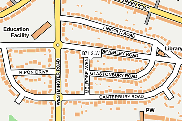 B71 2LW map - OS OpenMap – Local (Ordnance Survey)