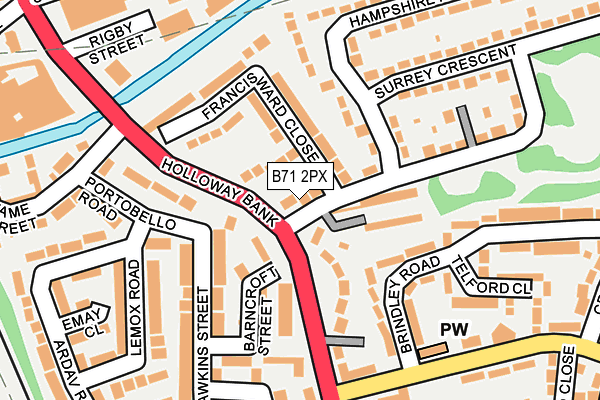 B71 2PX map - OS OpenMap – Local (Ordnance Survey)