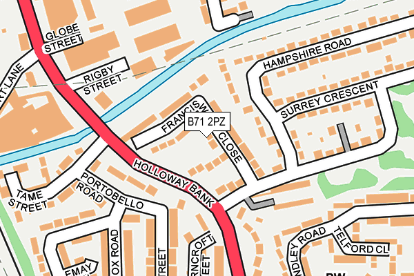 B71 2PZ map - OS OpenMap – Local (Ordnance Survey)