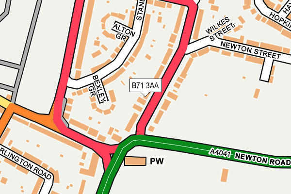 B71 3AA map - OS OpenMap – Local (Ordnance Survey)