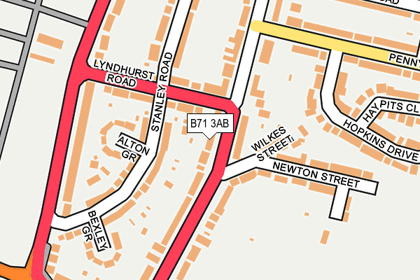 B71 3AB map - OS OpenMap – Local (Ordnance Survey)