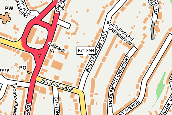 B71 3AN map - OS OpenMap – Local (Ordnance Survey)