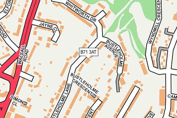 B71 3AT map - OS OpenMap – Local (Ordnance Survey)