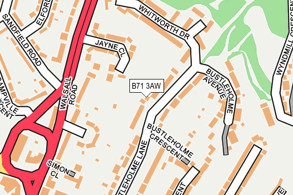 B71 3AW map - OS OpenMap – Local (Ordnance Survey)