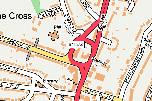 B71 3AZ map - OS OpenMap – Local (Ordnance Survey)