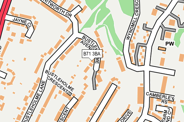 B71 3BA map - OS OpenMap – Local (Ordnance Survey)