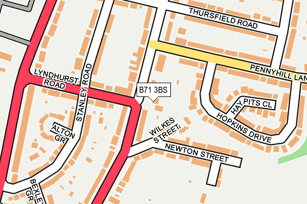 B71 3BS map - OS OpenMap – Local (Ordnance Survey)