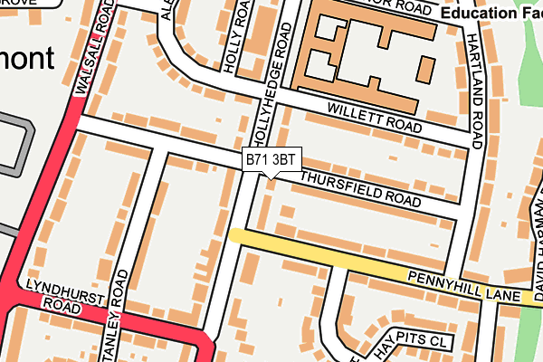 B71 3BT map - OS OpenMap – Local (Ordnance Survey)