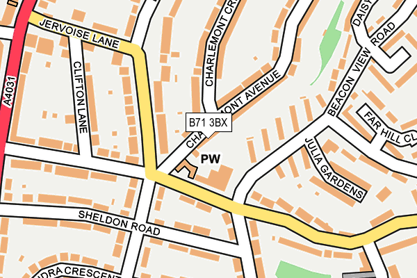 B71 3BX map - OS OpenMap – Local (Ordnance Survey)