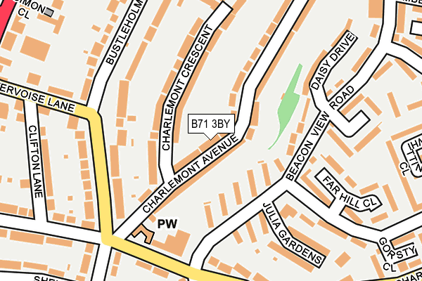 B71 3BY map - OS OpenMap – Local (Ordnance Survey)
