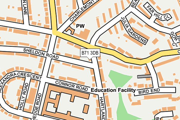B71 3DB map - OS OpenMap – Local (Ordnance Survey)