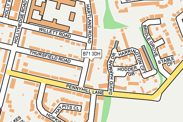 B71 3DH map - OS OpenMap – Local (Ordnance Survey)