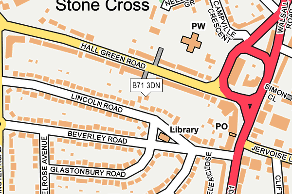 B71 3DN map - OS OpenMap – Local (Ordnance Survey)