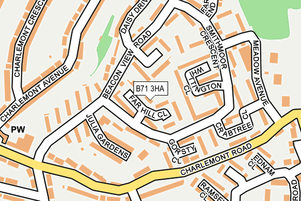 B71 3HA map - OS OpenMap – Local (Ordnance Survey)