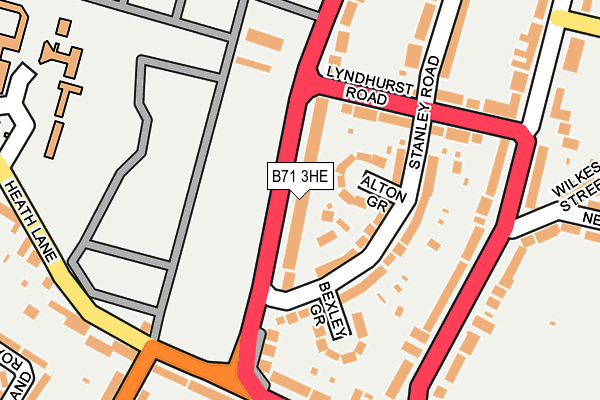 B71 3HE map - OS OpenMap – Local (Ordnance Survey)